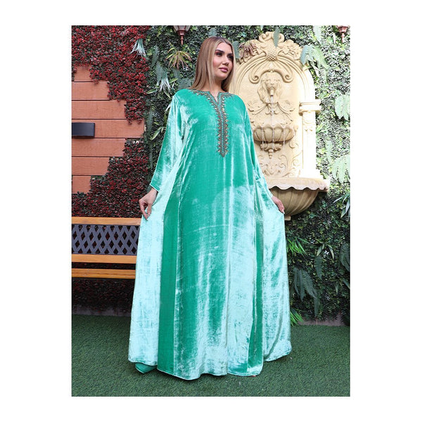 Light Green Velvet Gown HVC-0006