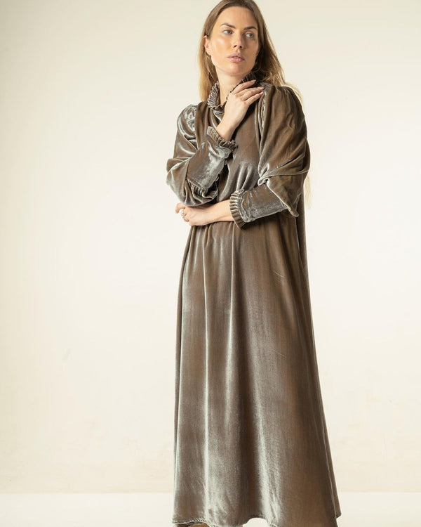 Pleated Velvet Gown HVC-0004