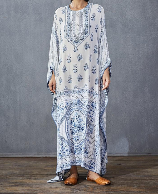 Floral Blue Kaftan  HLK-0206