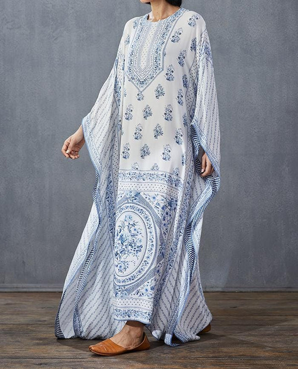 Floral Blue Kaftan  HLK-0206