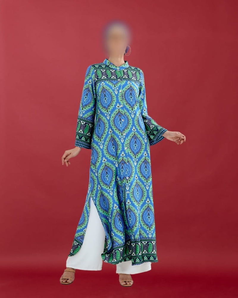 BAINUN GREEN BATIK PRINTED KAFTAN SET