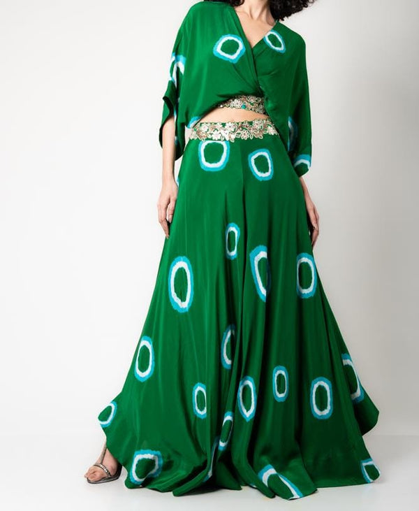 Green Kaftan Shirt with Circular Pants