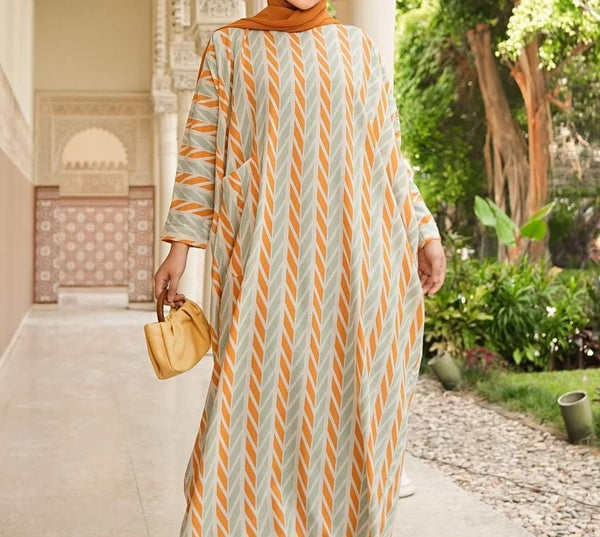 Mazera Mint-Orange Abaya