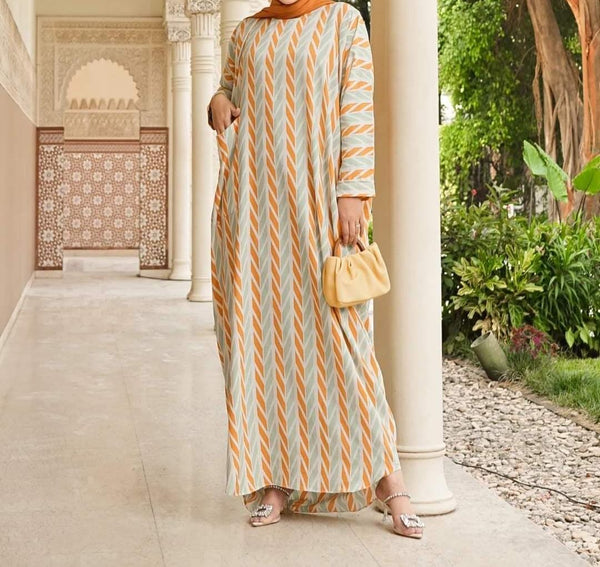 Mazera Mint-Orange Abaya