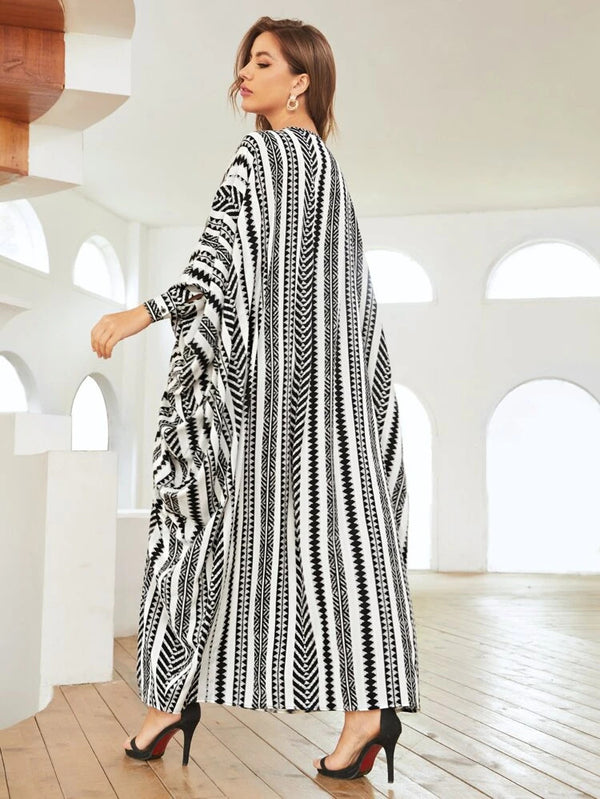 Black & white Lines Kaftan HLK-0187