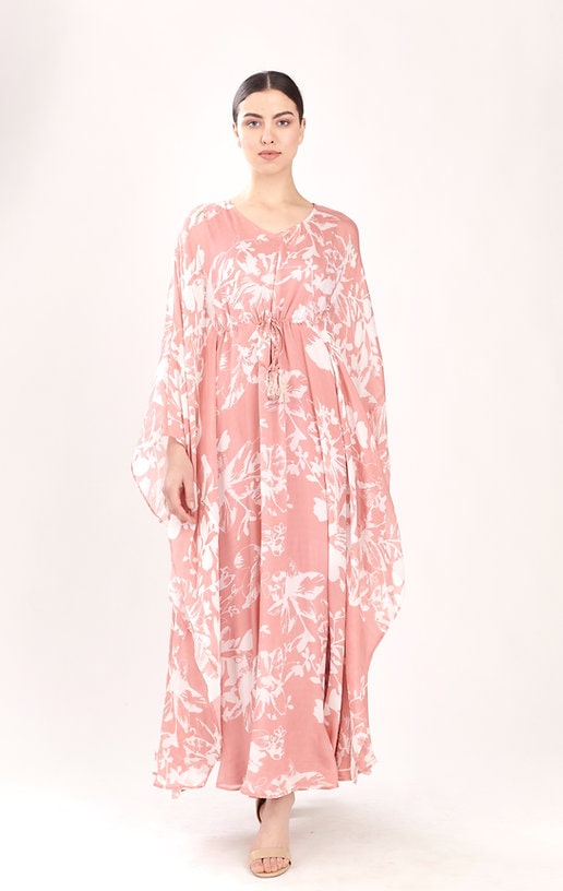 Pink & White Floral Kaftan HLK-0198