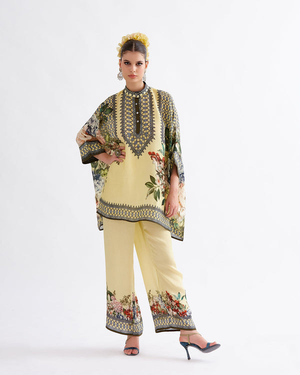 Lime Floral Shirt Trousers Set HED-0016