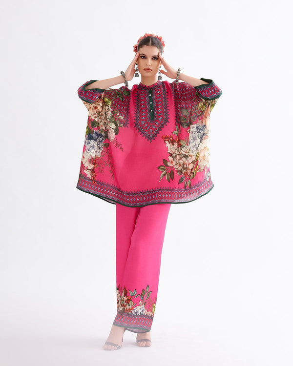 Fuchsia Floral Shirt Trousers Set HED-0018