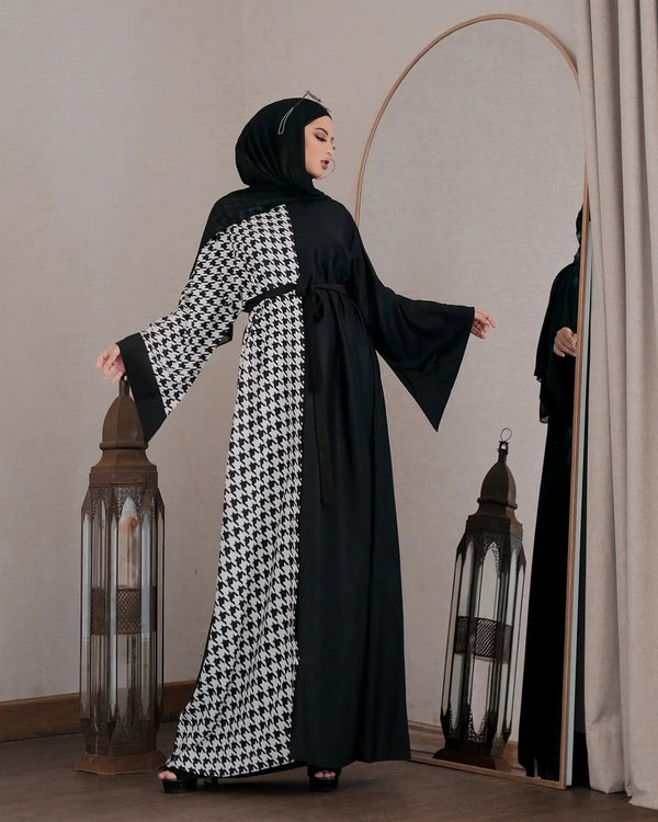 Black & White Houndstooth Abaya HAC-0018