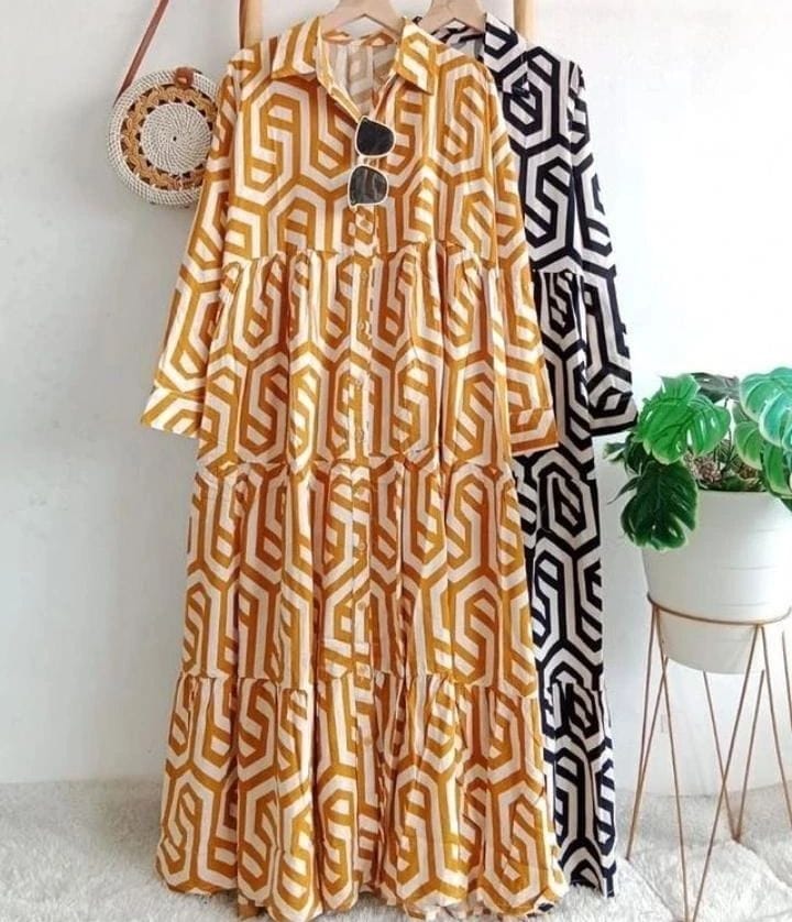 Geometric Long Dress HLF-0007