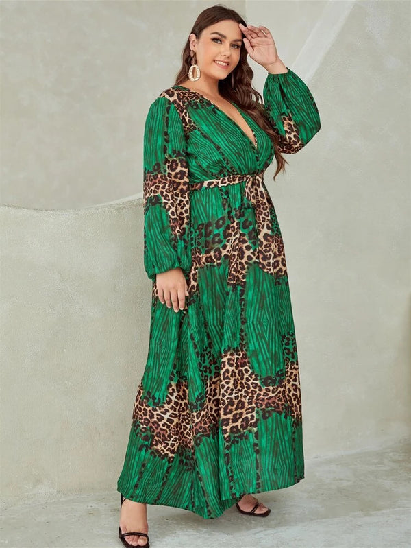 Green Cheetah Frock HLF-0047