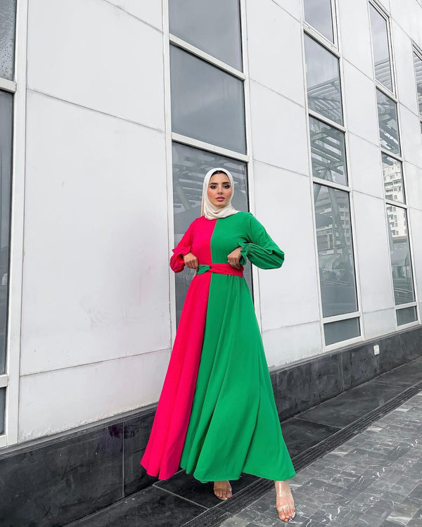 Green Pink Frock HLF-0033