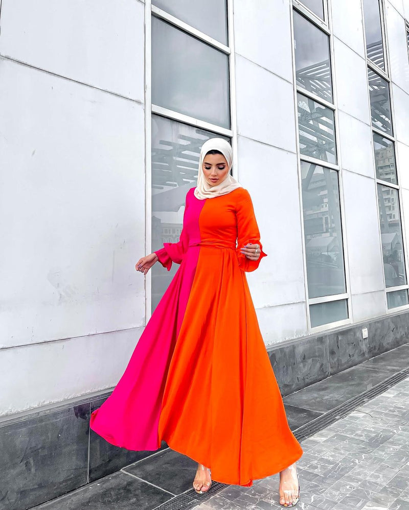 Pink Orange Frock HLF-0006