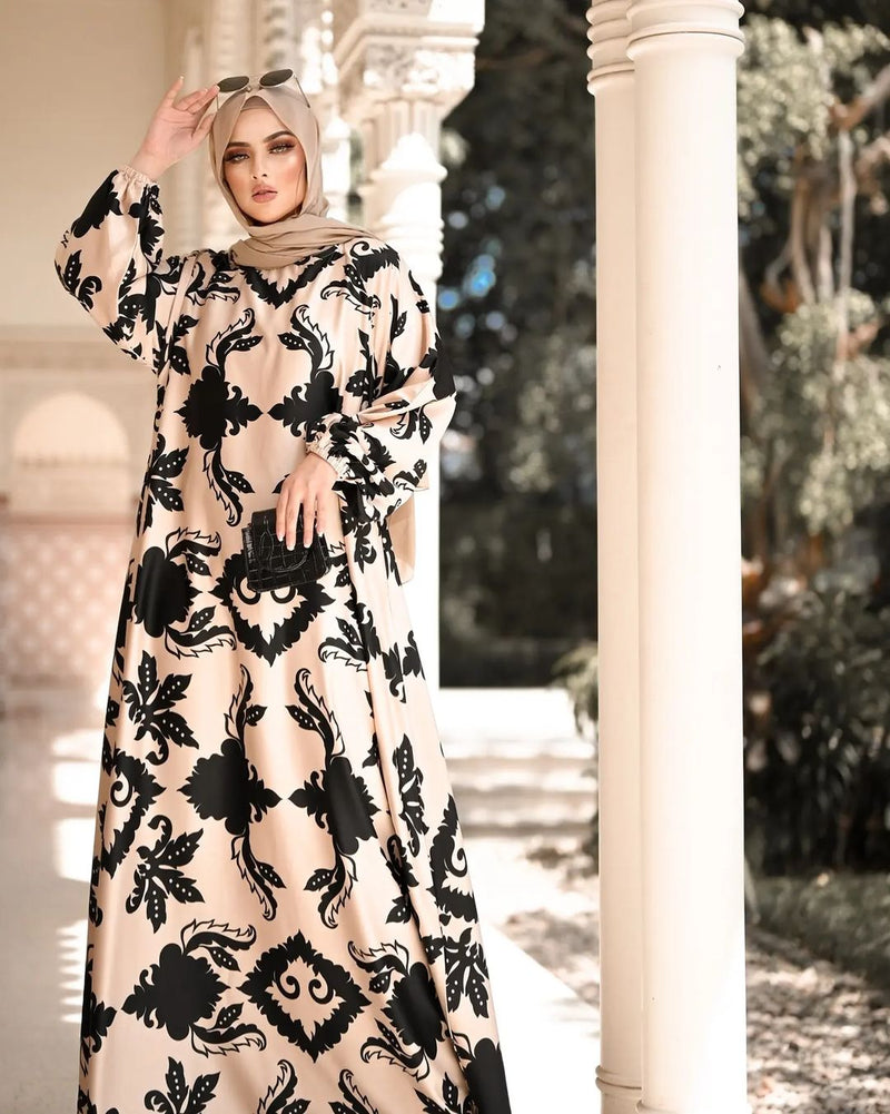 Black & Peach Abaya HAC-0005