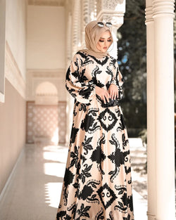 Black & Peach Abaya HAC-0005