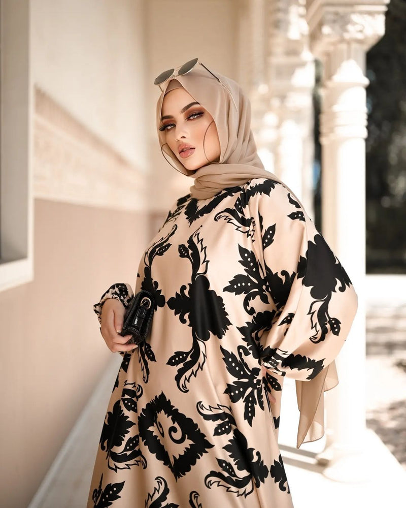 Black & Peach Abaya HAC-0005