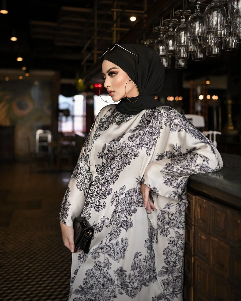 Black & White Abaya Kaftan HLK-0078