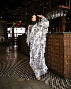 Black & White Abaya Kaftan HLK-0078