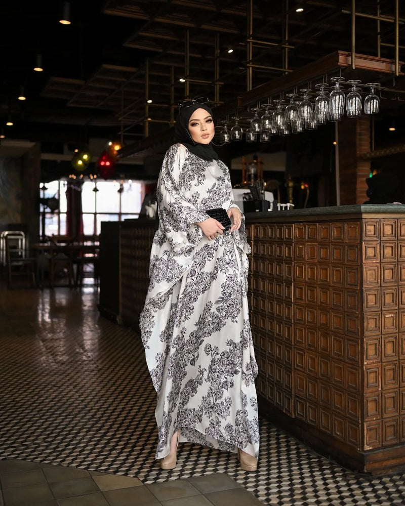 Black & White Abaya Kaftan HLK-0078