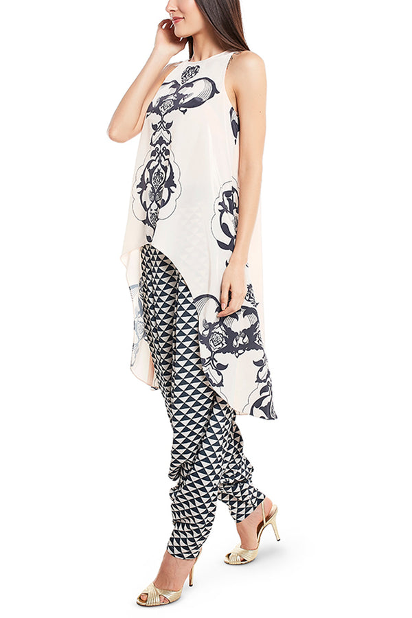 Blush & Black Printed Tunic Set HED-0079