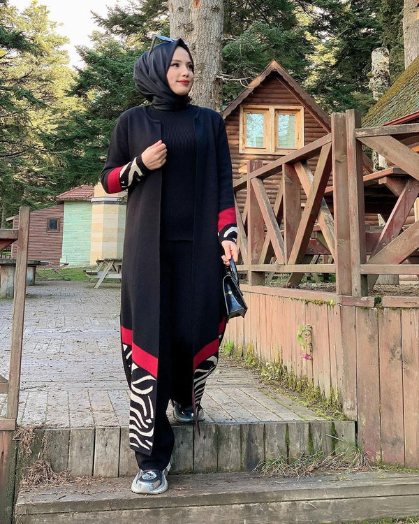 Black Zebra Print Abaya HAC-0033