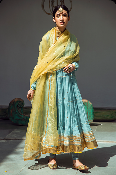 Mint Green Anarkali HED-0039