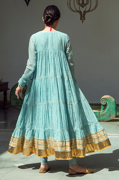 Mint Green Anarkali HED-0039