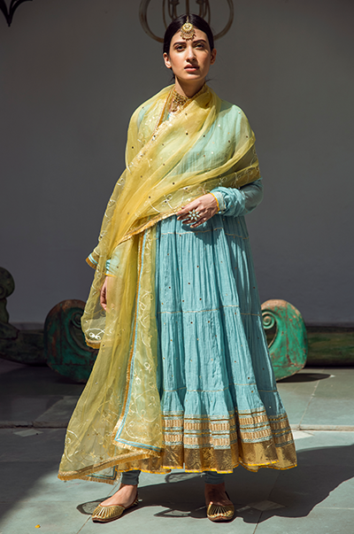 Mint Green Anarkali HED-0039