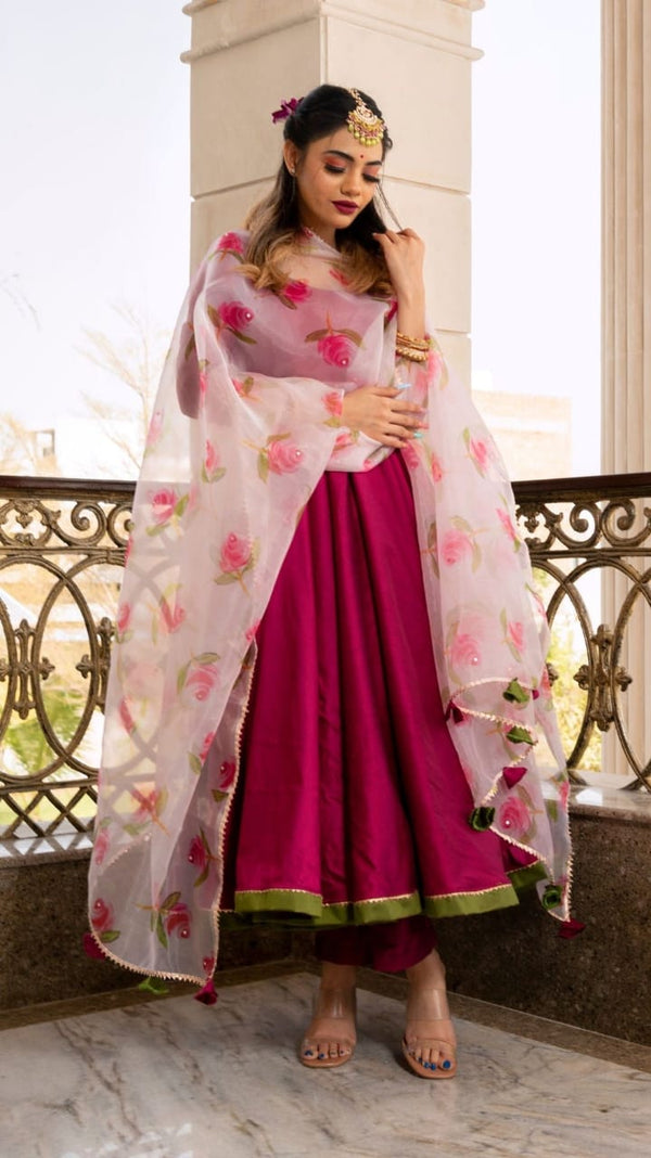 Magenta Anarkali Set