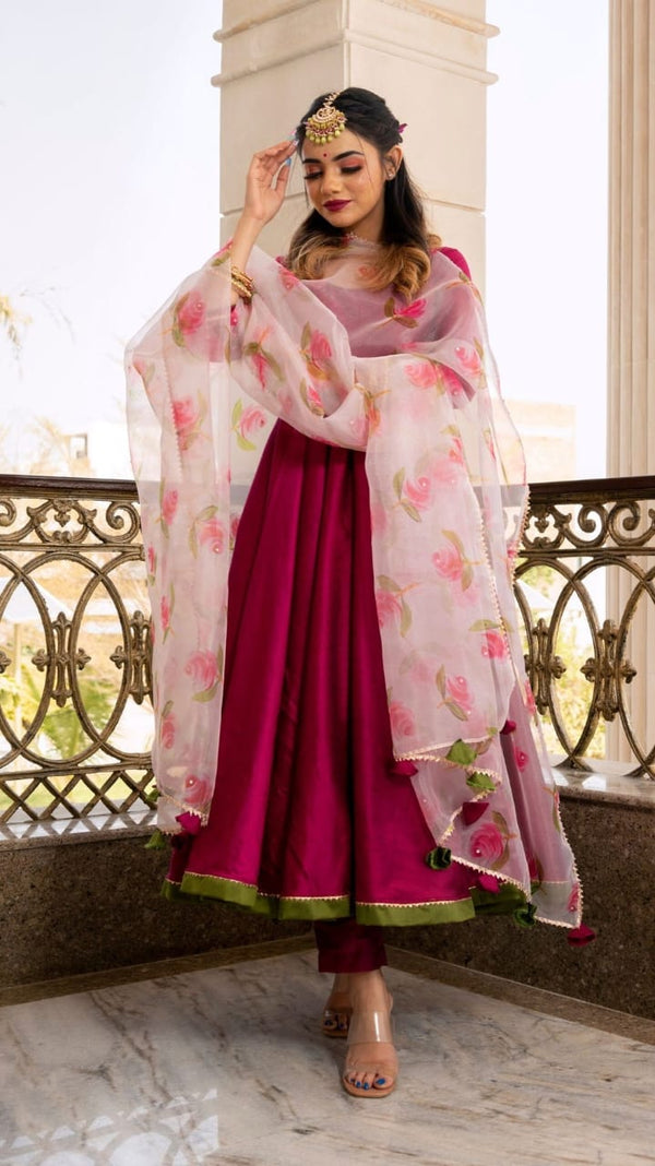 Magenta Anarkali Set