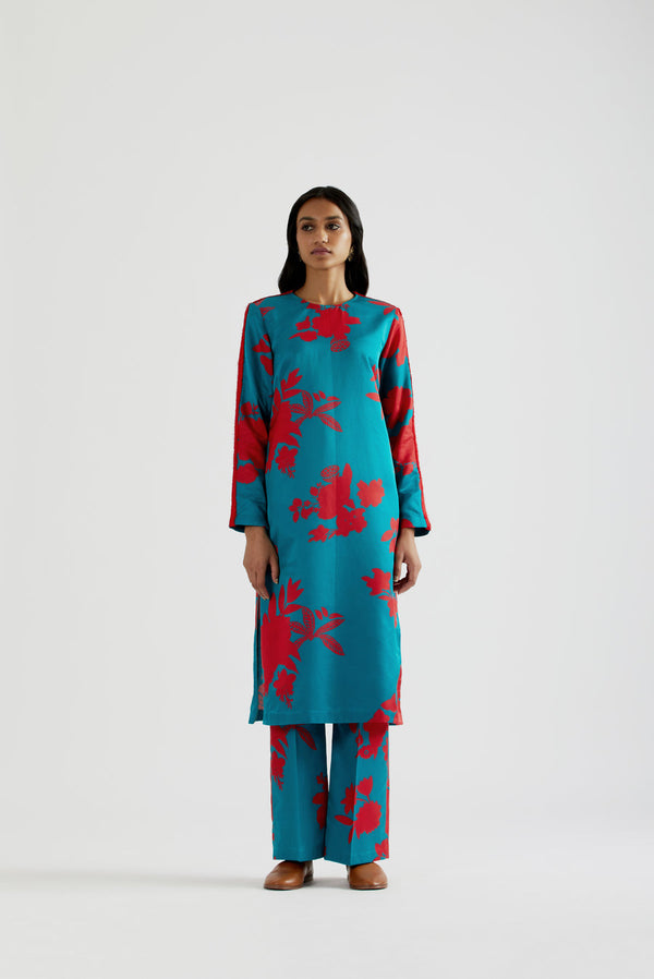 Sea Blue Kurta Pant Set HED-0072