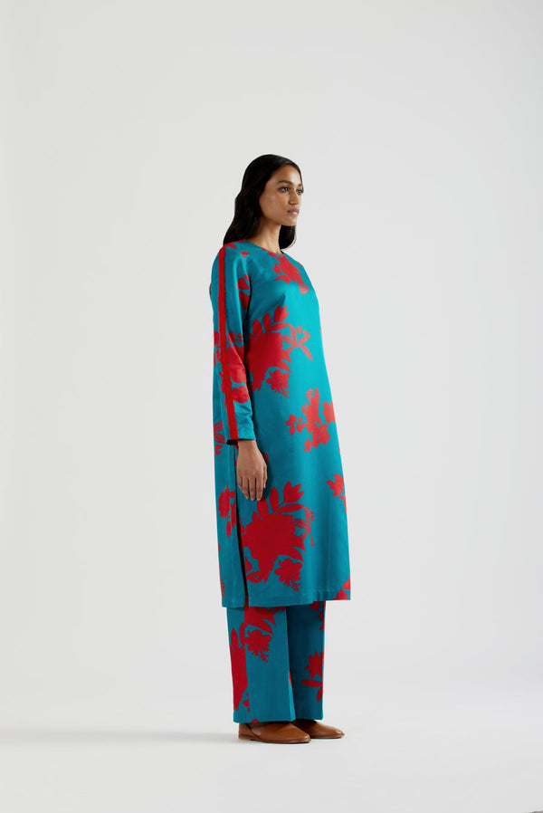 Sea Blue Kurta Pant Set HED-0072