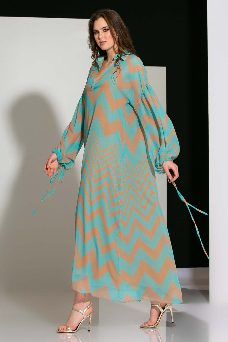 Green Zigzag Long Shirt HSC-0005