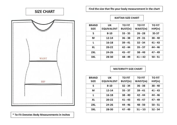 Kaftan Size Chart