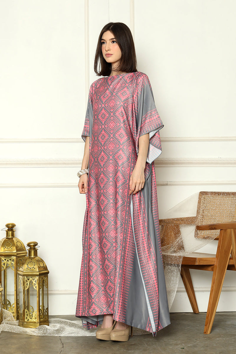 Grey Pink Kaftan HLK-0143