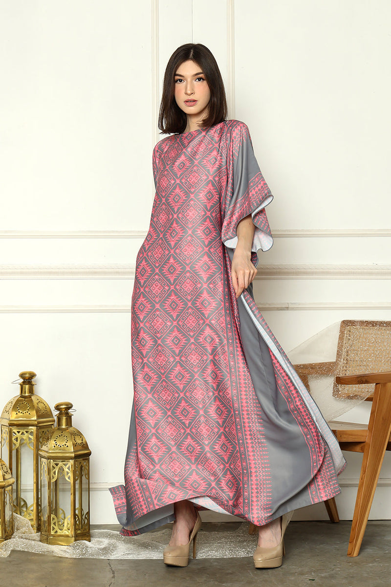 Grey Pink Kaftan HLK-0143