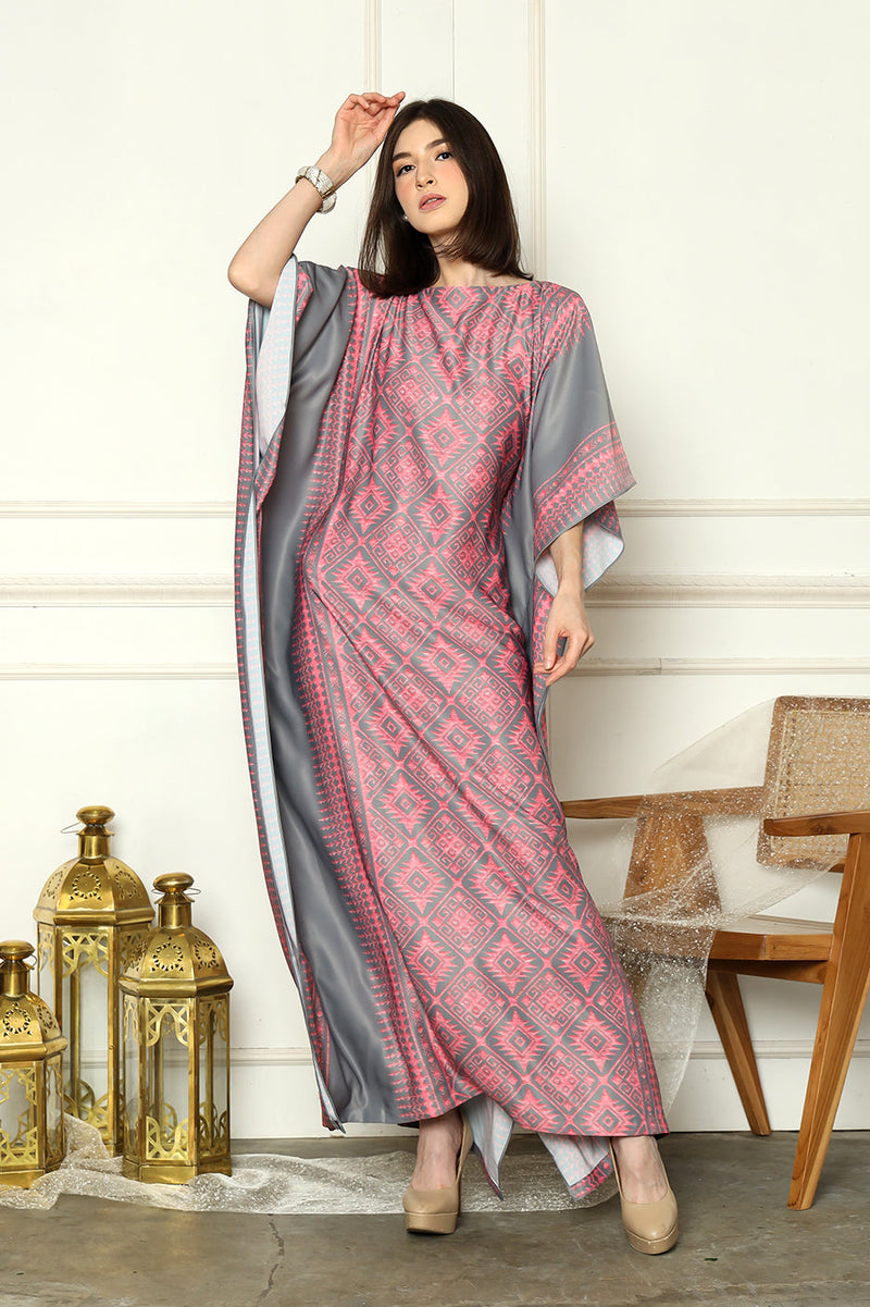 Grey Pink Kaftan HLK-0143