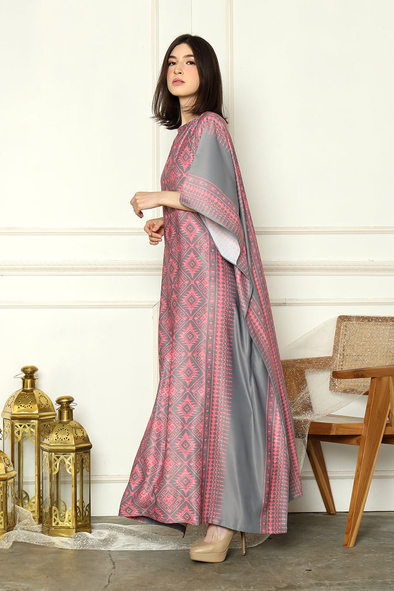 Grey Pink Kaftan HLK-0143