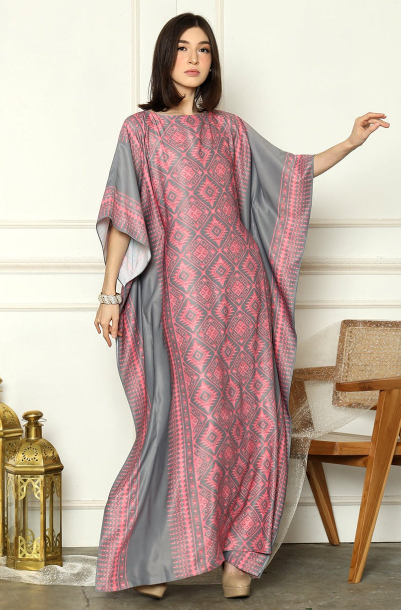 Grey Pink Kaftan HLK-0143