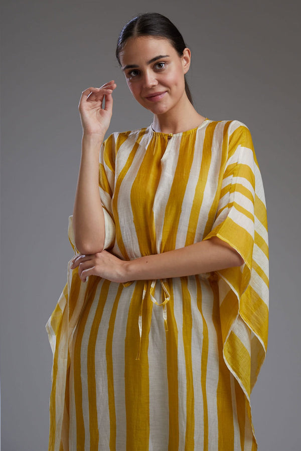 Yellow Lines Long Kaftan HLK-0166