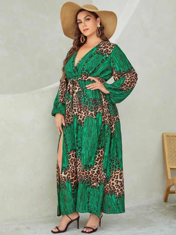 Green Cheetah Frock HLF-0047