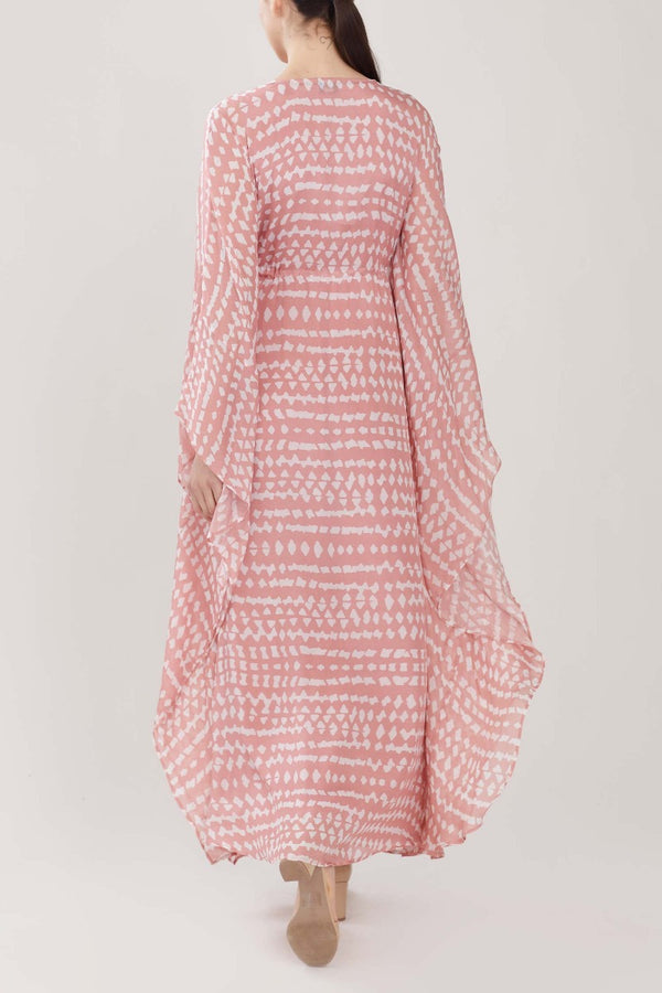 Abstract Pink Long Kaftan HLK-0169